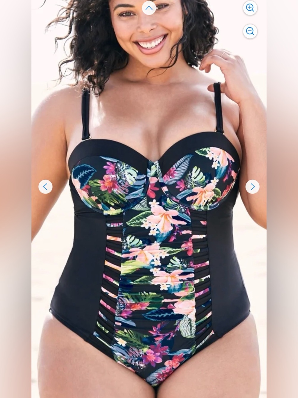 Swimsuits For All Women's Ruched Underwire One Piece - size 34 - Picture 2 of 11